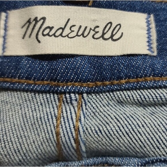 Madewell 10" High Rise Skinny Button Fly Raw Hem Blue Denim Jeans 26P - Picture 8 of 10